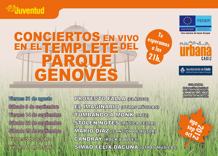 Folleto Concierto en vivo en el templete del Parque Genovés