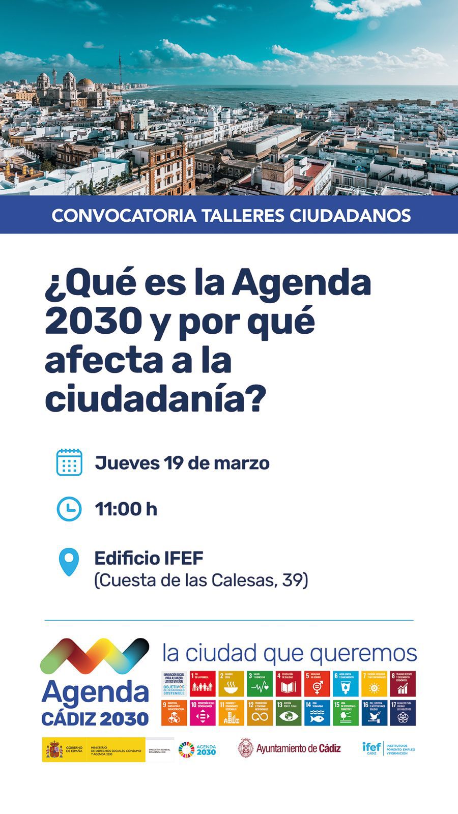 Talleres ciudadanos -  Programa de sensibilización y concienciación en materia de ODS en el marco de la Agenda Cádiz 2030 ¡¡TE LLEGA!!