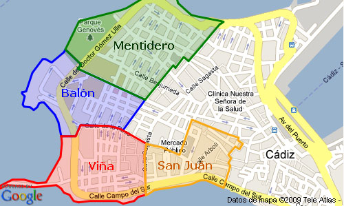 Mapa de la Zona Urbana Cádiz
